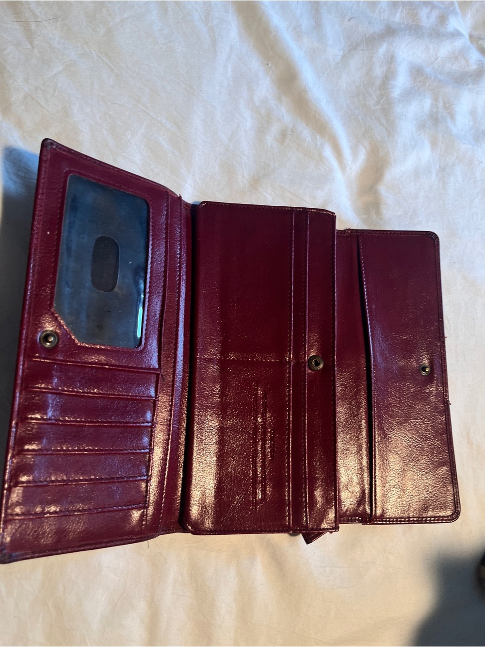Vintage Leather Phone Wallet Case - Burgundy